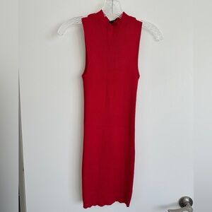 Forever 21 Mock Neck Red Ribbed Sleeveless Mini Dress | Size Small